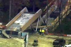 A 140-foot section of the bridge’s center fell as much as 40 feet. Credit: Still from WRAL TV coverage.