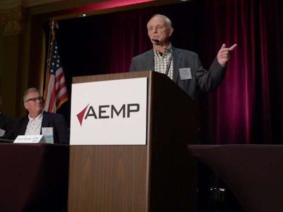 Dave Gorski, CEM, and shop administrator for K-Five Construction, gives a presentation at the 2014 AEMP Asset Management Symposium.