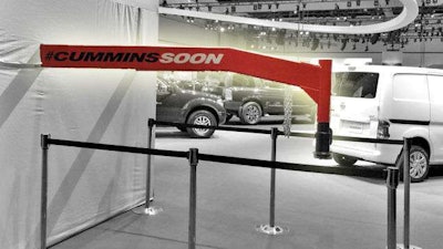 This gooseneck trailer seen at the LA Auto Show belies some serious towing power on the next-gen Cummins-powered Titan. Credit: Truck Yeah!