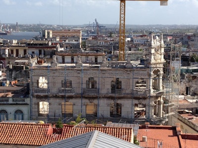 A construction site in downtown Havana, Cuba.