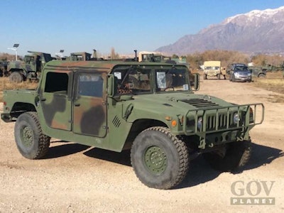 This 1990 AM General M998 is one of 25 Humvees being auctioned off by the military today. It has only 5,532 miles on the odometer.