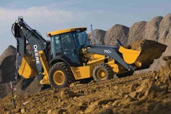 John Deere’s 710J backhoe is one of the legacy machines covered under a new DPF retrofit kit.