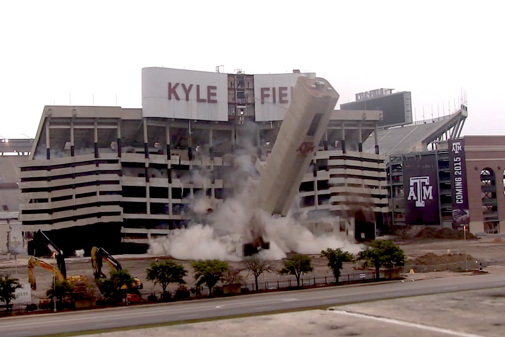 Kyle Field West endzone implosion