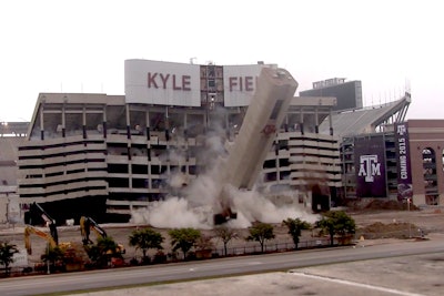 Kyle Field West endzone implosion