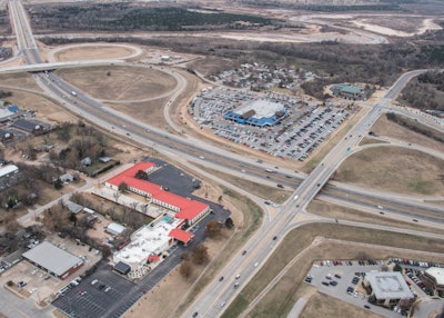 In this ODOT photo looking south, both I-35 interchanges in Norman involved in the state’s largest construction contract ever awarded are pictured.