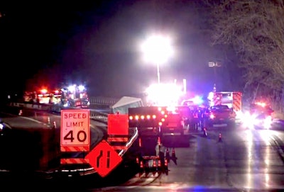 A still of the Route 422 work zone after the accident from WPVI TV’s report.