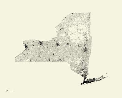 A map of New York with everything except roads stripped away. | Photo: Fathom