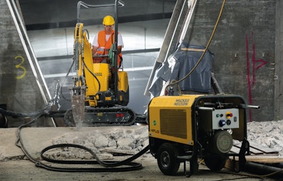 Wacker Neuson Group’s 803 mini excavator can be used in diesel or electric mode for indoor use.