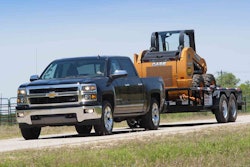 A properly equipped, or setup, truck will tow the heavy load on an even keel.