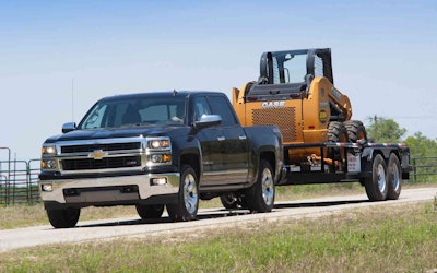 A properly equipped, or setup, truck will tow the heavy load on an even keel.