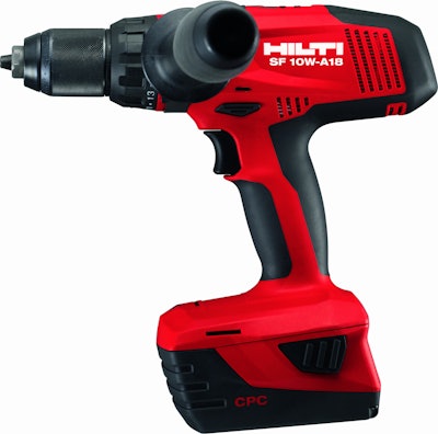 Hilti Cordless drill-driver SF 10W-A18 can drill small high speed holes or switch to low speed high torque for large holes and stirring mortar, thinset and other heavy liquids.