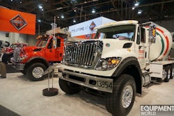 International WorkStar trucks on display at World of Concrete 2015.