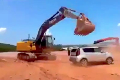 Excavator punches Soul