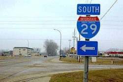 Interstate 29 road sign in South Dakota