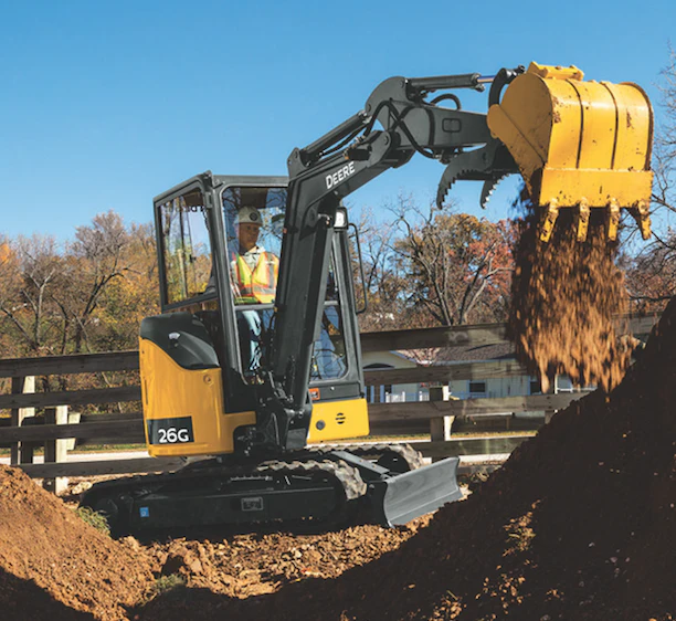 26g John Deere unveils 26G compact excavator: less weight, more lift ...