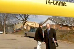 In this still from a WZTV report, police officials are seen near a Nashville jobsite where a shooting occurred.