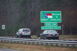 North Carolina state line welcome sign