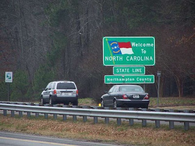 North Carolina state line welcome sign