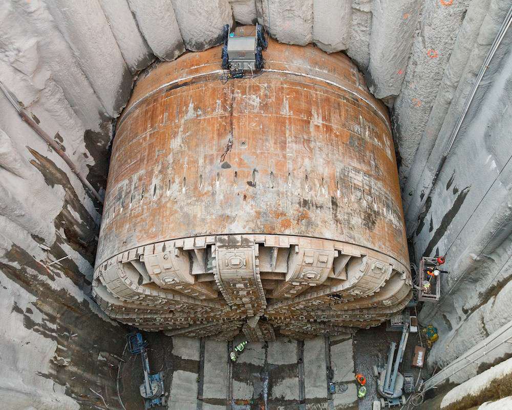 Big Bertha in repair pit WSDOT