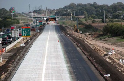 A shot of then-newly constructed eastbound lanes on the Jane Addams Memorial Tollway near U.S. Route 20 in September 2013. Credit: Illinois Tollway