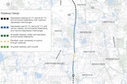 A roadway design map of the Illinois Route 53/120 project.