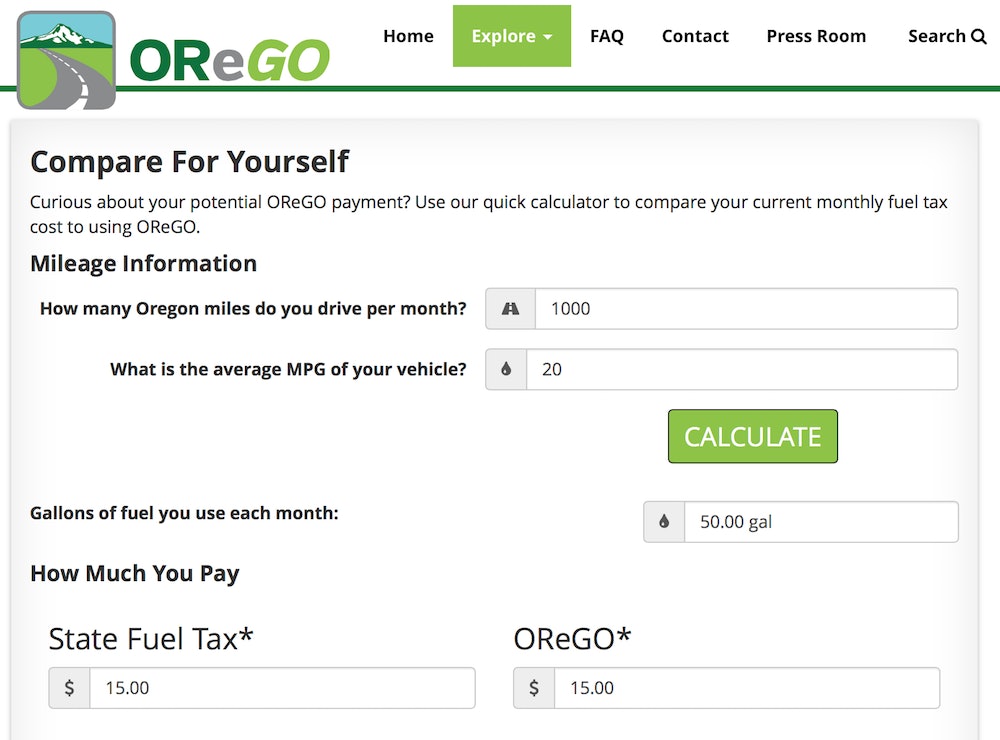 Oregon offers online calculator so drivers can see what they’ll owe in ...