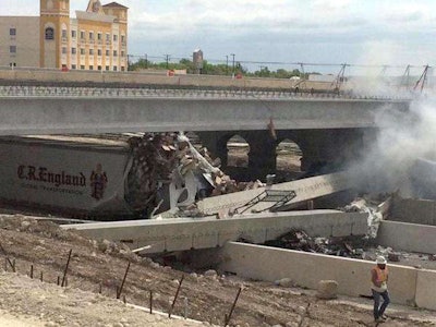 A look at the scene of the collapse soon after it happened. Credit: KWTX TV via Twitter