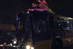 The totaled bus. Credit: Mari Kuster via FOX 13 TV