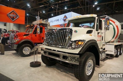 Navistar’s International WorkStar trucks on display at a trade show.