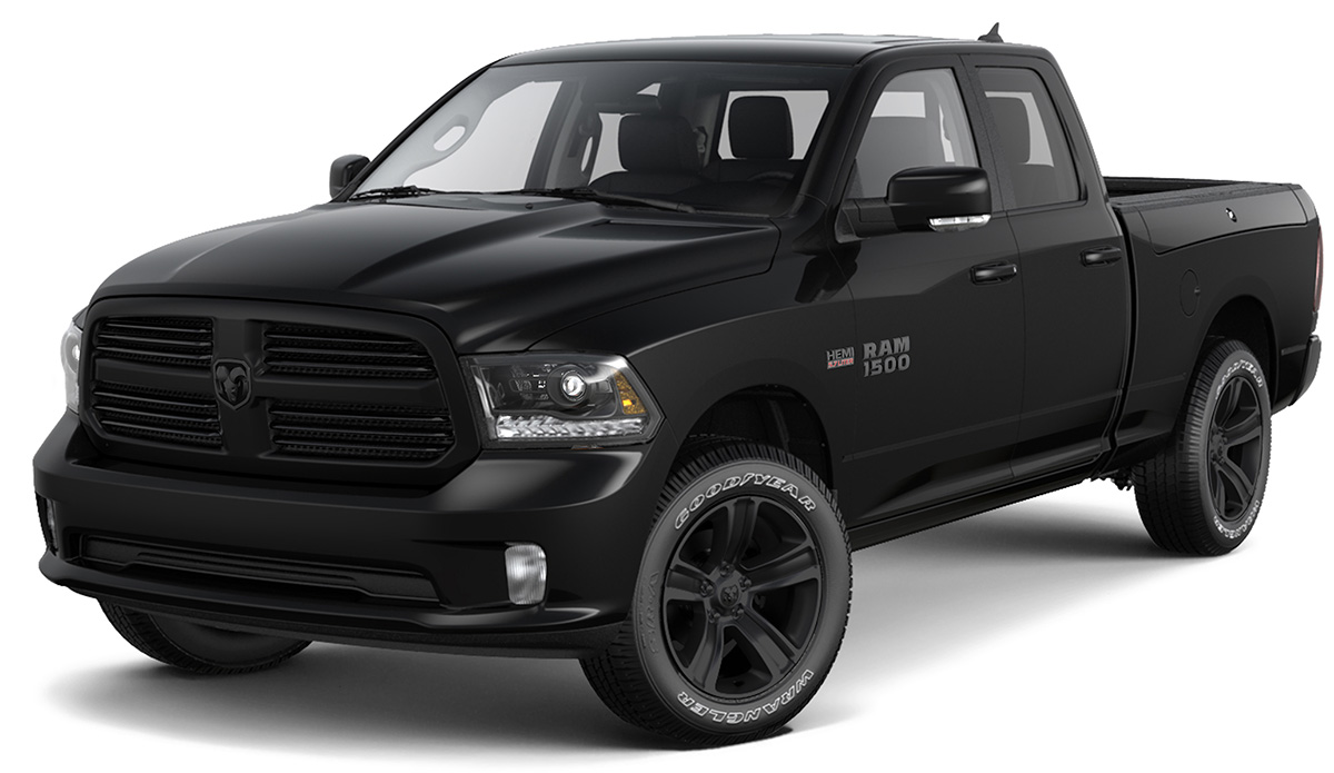 Ram 1500 Black Sport takes design cues from popular Black Express package, offering customers a customized appearance including black 20&rdquo; wheels and a sport hood. Both models are limited production of 1,000 trucks each.