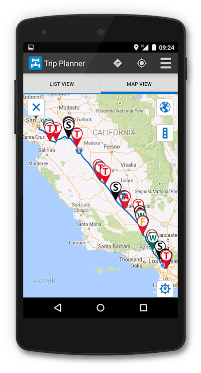Trucker Path’s trip-planning function on a smartphone.