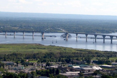 The Bong Bridge as seen from Duluth, Minnesota. The bridge connects Duluth to Superior, Wisconsin. Photo credit: Wikipedia