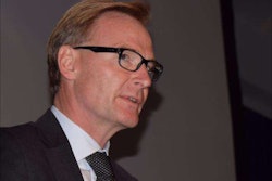 Olof Persson speaking at the annual HDMA breakfast held at the Mid-America Trucking Show in March 2015.