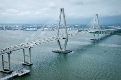 The Arthur Ravenel Cooper River bridge in Charleston.