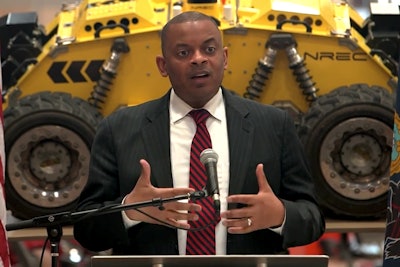 U.S. Transportation Secretary Anthony Foxx speaks at Carnegie Mellon University in Pittsburgh.