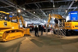 Komatsu’s intelligent D65PXi-18 dozer and PC210LCi-10 excavator took center stage in the company’s Intermat booth.