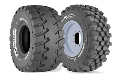 The new Michelin XTXL (left) and Bibload Hard Surface (right) tires.