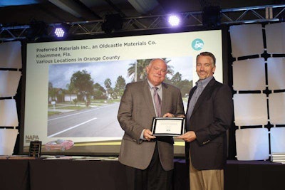Nat Fisher of Preferred Materials accepts a Quality in Construction award at last year’s ceremony.