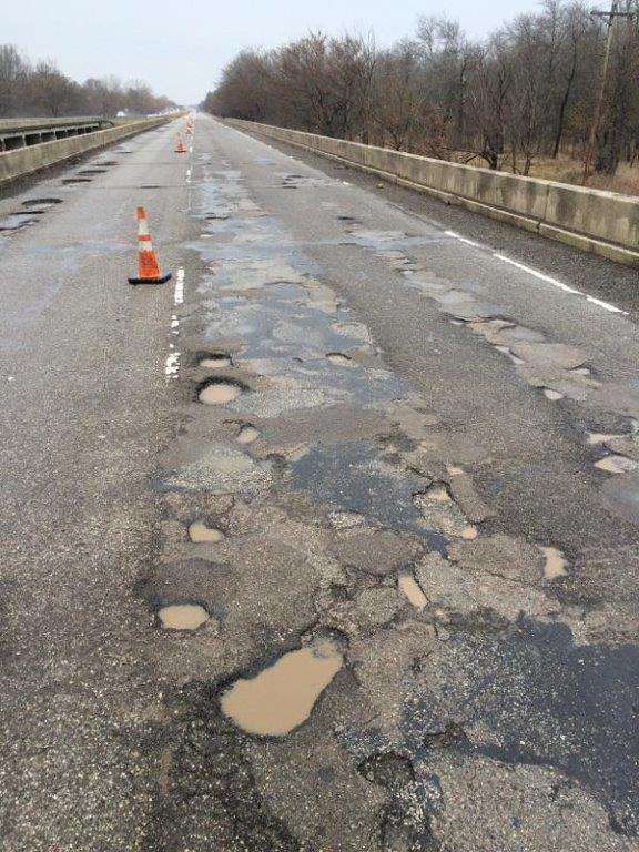 Oklahoma highway with potholes