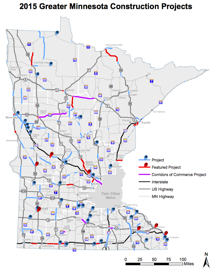 2015 Minnesota DOT construction map