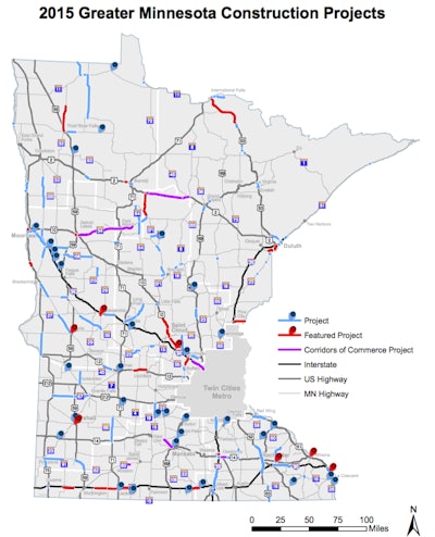 2015 Minnesota DOT construction map