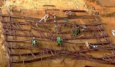 A still from NBC Dallas-Fort Worth video shows the collapsed structure.