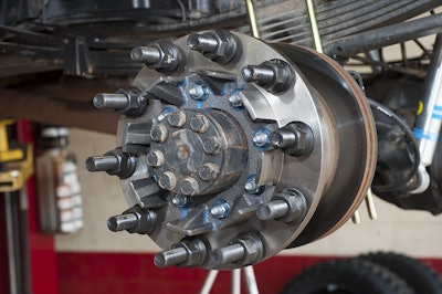 8- to 10-lug wheel adapters bolt to OE hubs to allow using big-rig 22.5″ wheels.