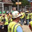 Workers At A Boston Jobsite Where B Safe Has Been Implemented Gather For One Of The Program's Safety Talks