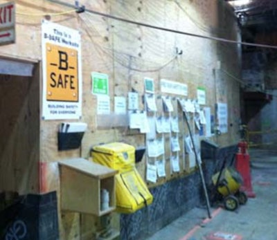 A wall displaying safety data gathered as part of the program.