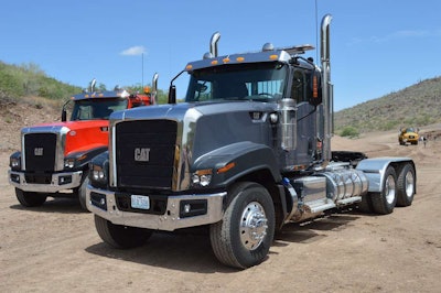 Ride with pride. Cat gave its new CT680 vocational trucks some styling. Shown here is the CT680L which comes at you with a good deal of chrome and a Metton hood.
