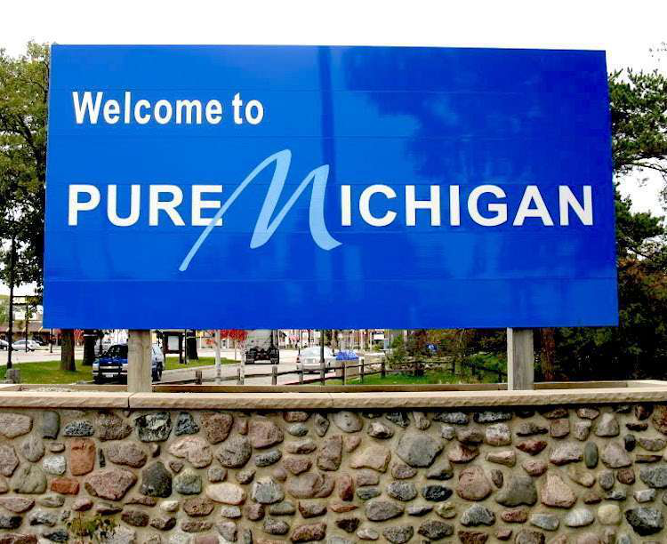 Michigan welcome sign no construction