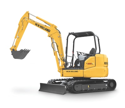 New Holland E55BX compact excavator side
