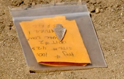 An arrowhead was among several stone tools uncovered at a gas line construction site in Utah. Credit: Footage from FOX 13