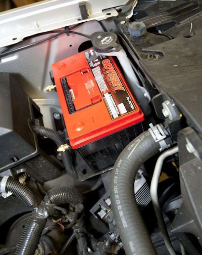 The Odyssey battery sits fine in the existing GM battery tray.